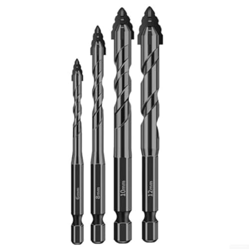 4er Set Exzenterbohrer zum Bohren von Glasfliesen mit minimaler Vibration und maximaler Stabilität von Springwillfly