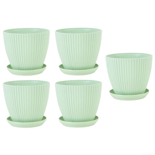 5 Kunststoff-Blumentöpfe, 15,2 cm, für drinnen und draußen, mit Drainage für optimale Bodenbelüftung (hellgrün) von Springwillfly