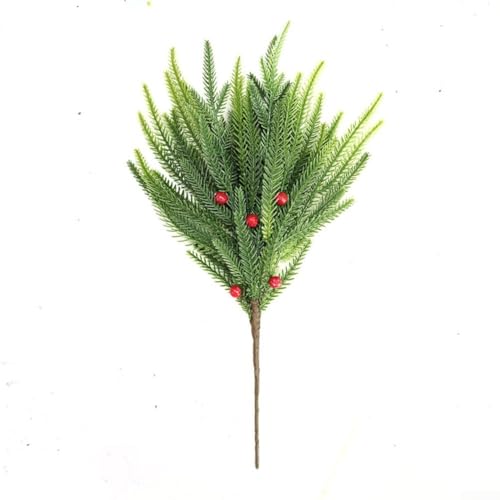 5 Stück künstliche Tannenzweige für Weihnachtsdekoration mit realistischen Kiefernspießen, perfekt für Weihnachtskränze, Girlande und Heimgebrauch (Kiefernrote Früchte) von Springwillfly