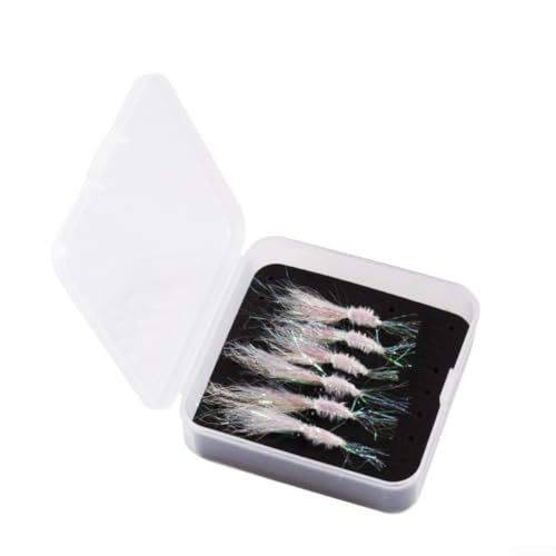 5 Stück reflektierende Eisseide Garnelen Fliegen für Barsch und Stahlkopf mit Haken aus Karbonstahl für Salzwasser Fliegenfischen Köder (8 A) von Springwillfly