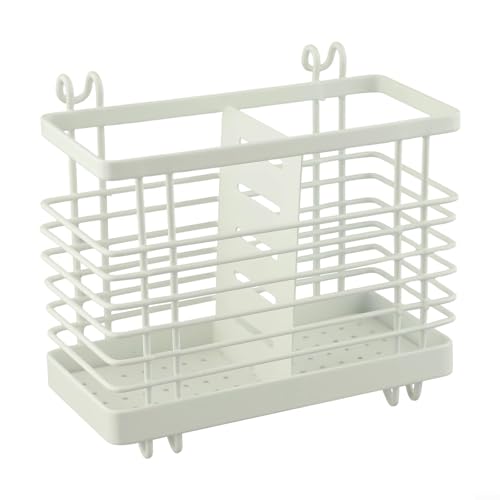 Abnehmbares Besteck-Ablaufgestell mit Haken, Karbonstahl, Küchenorganizer (weiß) von Springwillfly