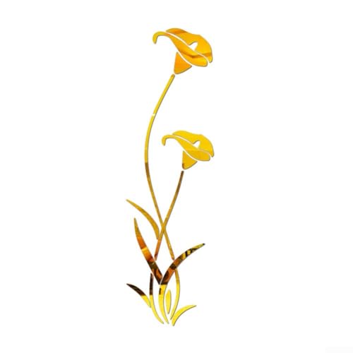 Anspruchsvoller 3D-Spiegel Blume Wandaufkleber Acryl Aufkleber für persönliche Räume (Gold) von Springwillfly