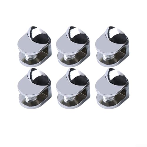 Badezimmer-Glasregal-Clip mit sicheren Gummi-Partikelschrauben, Zinklegierung, poliertes Chrom-Finish, zur Befestigung und Stabilisierung von Glasvitrinen (8 mm) von Springwillfly