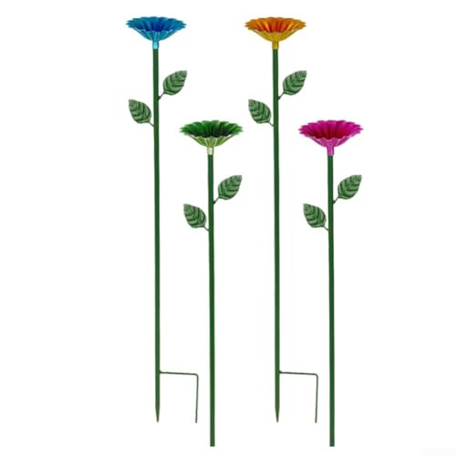 Bienen-Bewässerungsstation 4er-Set mit Blumen-Design für den Garten für Bestäuber, Metallkonstruktion mit wetterfester Oberfläche für Außenbereiche von Springwillfly