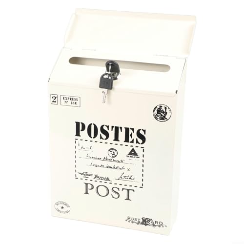 Briefkasten mit Wandhalterung, Vintage-Optik, wasserdichtes Eisen für Außenbedingungen (weiß) von Springwillfly