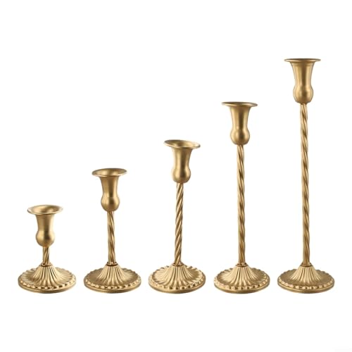 Charming Brass Taper Candle Holders Decorative Pieces to Elevate Your Home Decor and Special Occasions (5 Set) von Springwillfly