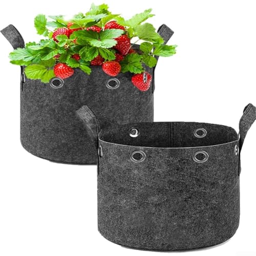 Dicke Pflanzbeutel mit zuverlässigen Griffen aus Vliesstoff, mit Metallringen für optimales Pflanzenwachstum und Drainage (1,5 Liter) von Springwillfly