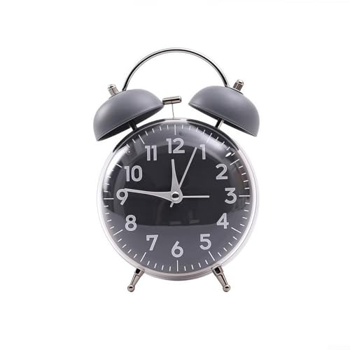 Doppelglocken-Vintage-Wecker, geräuschloses Design mit Nachtlicht für verbesserte Benutzerfreundlichkeit in dunklen Räumen (grau) von Springwillfly