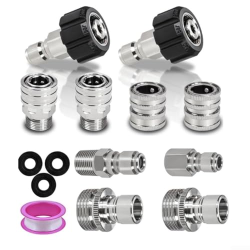 Edelstahl-Adapter-Set M22 14 und 38 Schnellanschluss für Hochdruckreiniger-Kompatibilität von Springwillfly