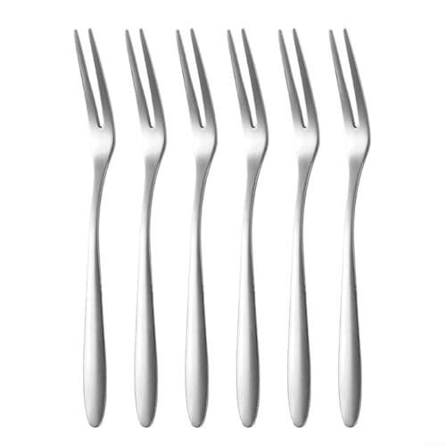 Edelstahl-Obstgabeln 6 Stück Mini-Essenspieße für Unterhaltung und den täglichen Gebrauch (Silber) von Springwillfly