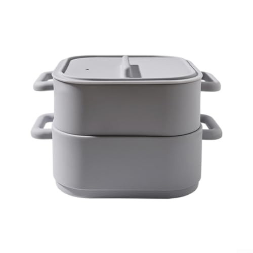 Effiziente, 2 Stück Silikon-Dampfgarer zum Kochen und Aufbewahren von Lebensmitteln (grau) von Springwillfly