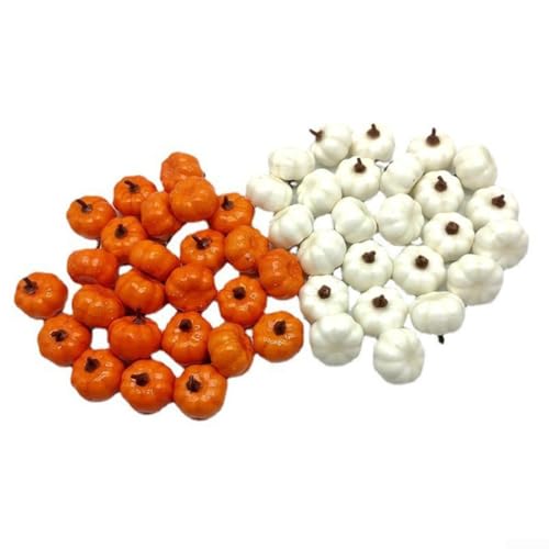 Einfach, aber festlich, diese Mini-Kürbisse sind unverzichtbar für ein unvergessliches Halloween-Setup (24 Stück weiß und gelb) von Springwillfly