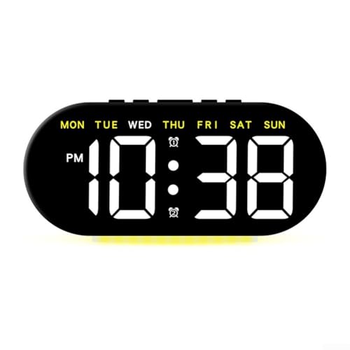 Eleganter LED-Wecker mit USB-Ladefunktion und verstellbarem Alarm, für Schlafzimmerdekoration (B-Gelb) von Springwillfly
