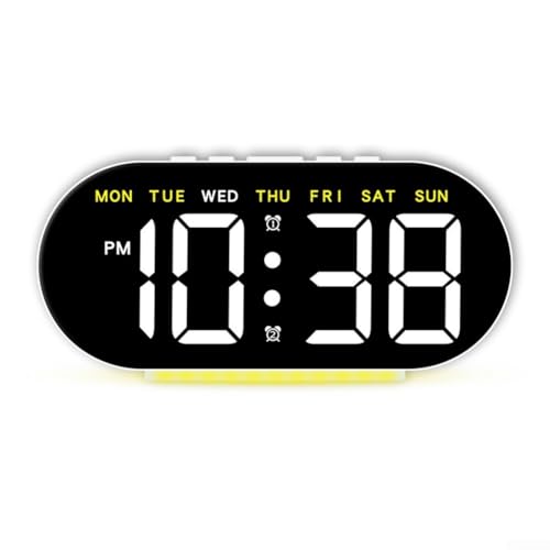 Eleganter LED-Wecker mit USB-Ladefunktion und verstellbarem Alarm, für Schlafzimmerdekoration (W-Gelb) von Springwillfly
