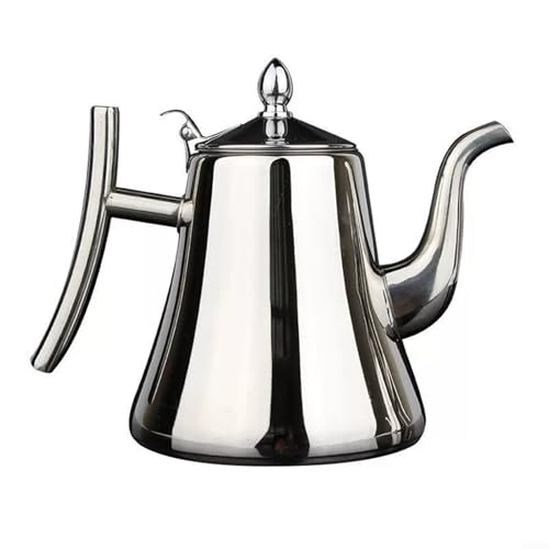 Funktionelle Teekanne mit integriertem Teesieb für einfaches und schnelles Aufbrühen von Tee (1,0 l Silber) von Springwillfly