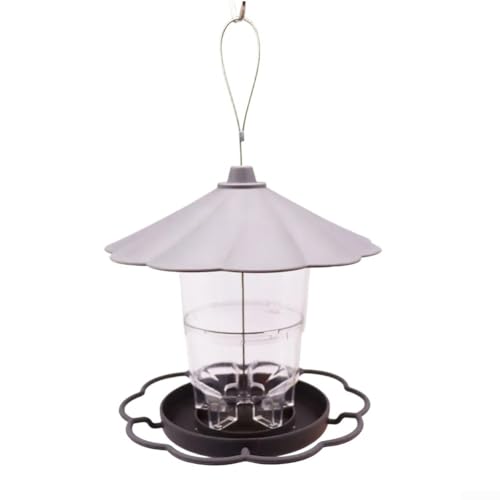 Geräumige Vogelfutterstation für den Außenbereich mit transparentem Körper und Drainage-Design für regnerische Tage (grau) von Springwillfly