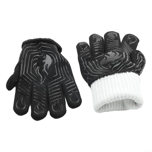 Grillhandschuhe für hohe Hitze, rutschfestes Design und einfache Wartung, bequeme Passform zum Grillen und Backen (schwarz) von Springwillfly