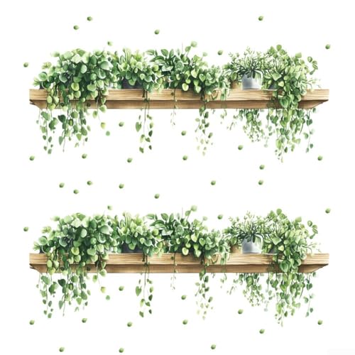 Grüne Pflanzen Wandsticker 2 Set für einfache Montage auf glatten Wänden (Pflanze 2) von Springwillfly