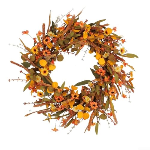 Handgefertigter Herbstblumenkranz für Haustür, großer Polyester-Herbstkranz mit Gänseblümchen für saisonale Innen- oder Außendekoration Handgefertigter Herbstblumenkranz für Haustür, großer Polyester-Herbstkranz mit Gänseblümchen für saisonale Innen- oder Außendekoration von Springwillfly