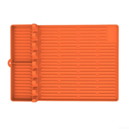 Hitzebeständige Silikon-Grillmatte für Outdoor-Grillen, 3-in-1-Design mit Spatel, Abtropfpad und Aufbewahrung (orange) von Springwillfly