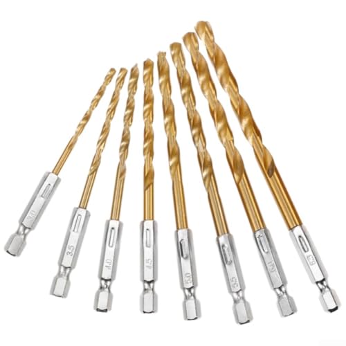 Hochgeschwindigkeitsstahl-Bohrer-Set mit 1/4-Zoll-Sechskantschaft zum Bohren in Holz und Metall, 8-teilig von Springwillfly