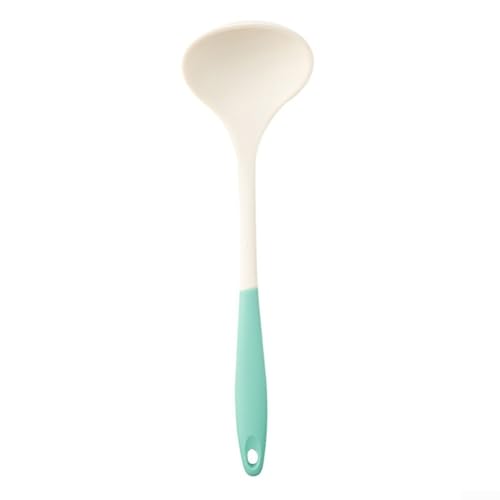 Hochtemperatur-Silikon-Küchenutensilien, Pfannenwender und Suppenlöffel-Set zum Kochen (C Weiß und Grün) von Springwillfly