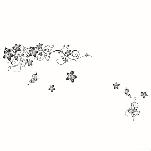 Inspirierende Wandaufkleber mit Blumenranke mit Schmetterlingen für personalisierte Räume Inspirierende Wandaufkleber mit Blumenranke mit Schmetterlingen für personalisierte Räume von Springwillfly