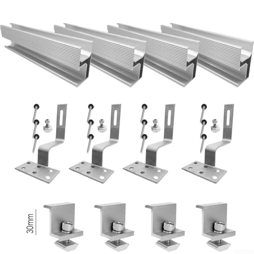 Installieren Sie Ihre Solarmodule effizient mit unserem umfassenden Schienen- und Klemmen-Set (Set 1 (für 30 mm) von Springwillfly