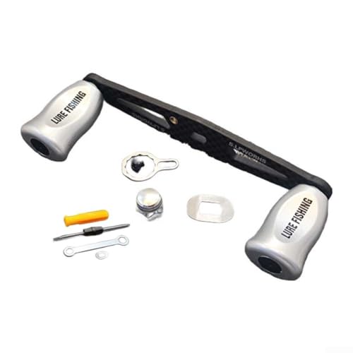 Karbonfaser-Wippgriff mit Werkzeugset für Metanium für Bantam für SLXDC Baitcast-Angelrollen, geeignet für 7 4 mm Schwinggrifföffnung, Radstand, 95 mm, Grifflänge 105 mm (linke Hand, Silber) von Springwillfly