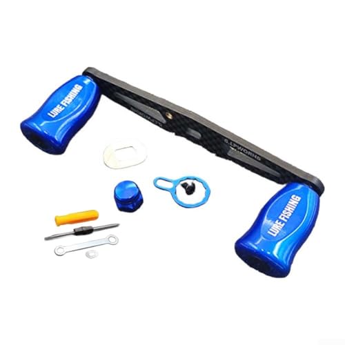Karbonfaser-Wippgriff mit Werkzeugset für Metanium für Bantam für SLXDC Baitcast-Angelrollen, geeignet für 7 4 mm Schwinggrifföffnung, Radstand, 95 mm, Grifflänge 105 mm (linke Hand, blau) von Springwillfly