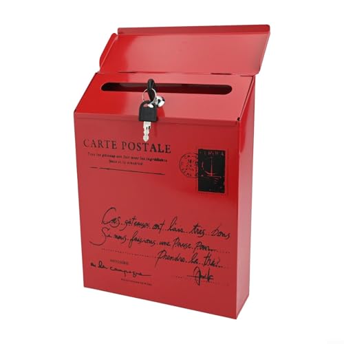 Klassischer Briefkasten für Briefe und Zeitungen, Vintage-Wandmontage, für sichere Aufbewahrung, gebaut mit Eisen (rot) von Springwillfly