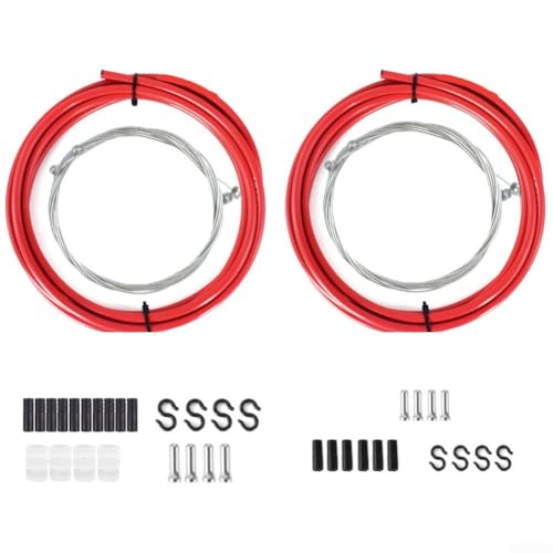 Komplettes Brems- und Schaltzug-Set für Rennräder und Mountainbikes mit PVC-Schlauch und vertikaler Schraubdrahtstruktur für Genauigkeit (rot) von Springwillfly