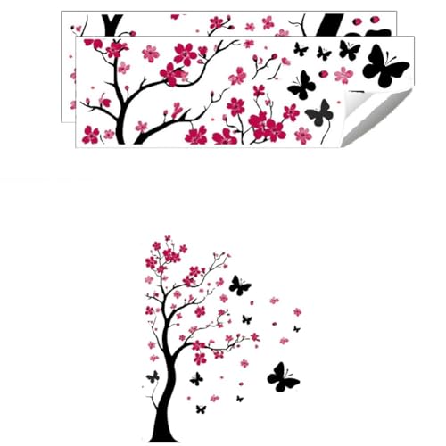 Künstlerische Pflaumenblüte und Schmetterling Wandaufkleber für Wohnzimmer-Ambiente von Springwillfly