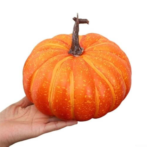 Künstliche Kürbisse 17 cm mit realistischem Design für Herbst und Halloween-Dekoration, Kunststoffschaum und abnehmbare Haut für personalisierte Malerei und Verwendung (orangefarbener Kürbis) von Springwillfly