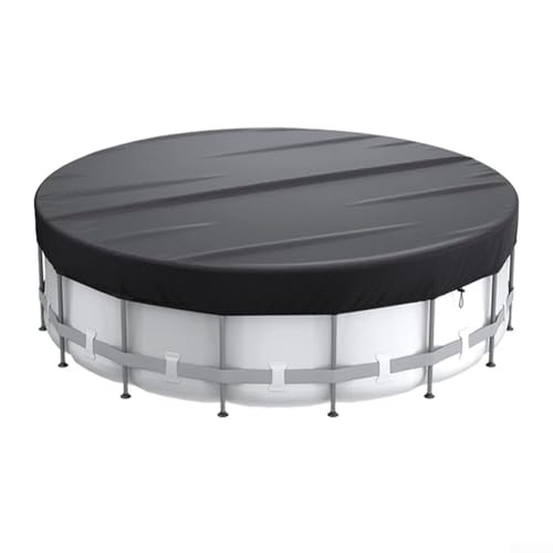 Leicht abnehmbare runde Poolabdeckung mit Kordelzug-Design, perfekt für den Außenbereich (3 m, schwarz) von Springwillfly