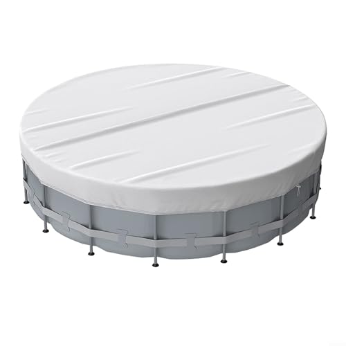 Leicht abnehmbare runde Poolabdeckung mit Kordelzug-Design, perfekt für den Außenbereich (4,6 m, Silber) von Springwillfly