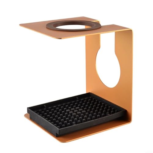 Leicht zu reinigender handgebrühter Kaffeeständer aus leichtem Aluminium mit integrierter Abtropfschale (Gold Dual Use) von Springwillfly