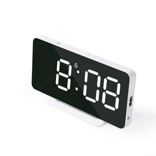Leuchtender LED-Spiegelwecker mit intelligenten Funktionen und praktischem USB-Netzteil (weiß) von Springwillfly