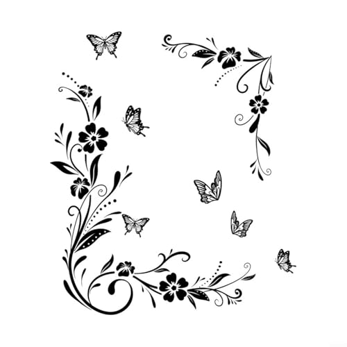 MS7579-NL Wandtattoo, Blumen- und Schmetterlingsbäume, für Innendekoration von Springwillfly