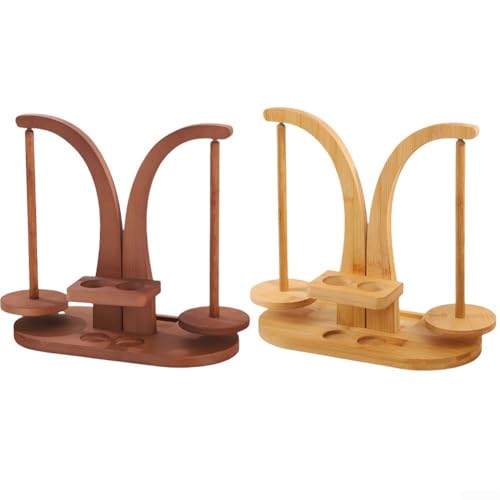 Magnetischer Garnhalter aus Holz mit Doppelspindeln für reibungslose Garnrotation und Prävention bei Strickprojekten (Holzfarbe) von Springwillfly