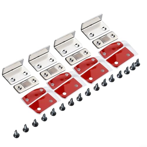 Magnetschnäpper 4 Stück für Kleiderschrank, Schrank und Schubladentüren mit L-förmiger Platte für ultradünne Verschlüsse (Silber) von Springwillfly