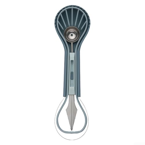 Melonenballer Schaufel Set 6 in 1 Edelstahl Obstschneider mit ergonomischem Griff und mehreren Werkzeugen einschließlich Tranchierlöffel, Kugelschaufel und Fruchtfleischtrenner (blau) von Springwillfly