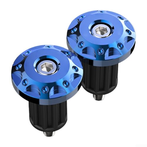 Motorrad-Lenkergriff-End-Set, 2 Stück, Metallzubehör für sicheres Fahren (blau) von Springwillfly