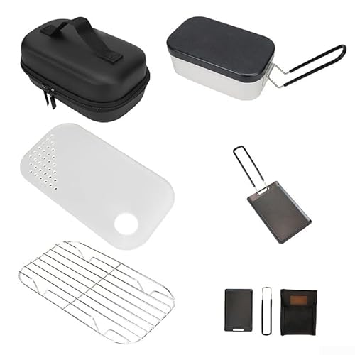 Outdoor Cooking Essentials Lunchbox mit Dampfgarer, Mini-Grillplatte, Schneidebrett und Aufbewahrungstasche (5-teiliges Set) von Springwillfly