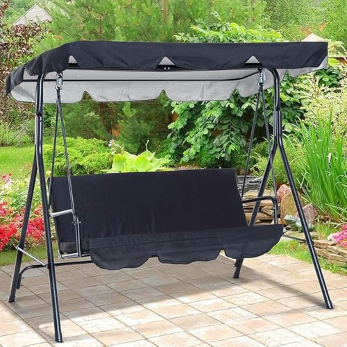 Outdoor For Swing Chair Canopy Replacement Protective Cover for 2 and 3 Seater For Swings (Black164*114*15cm) von Springwillfly
