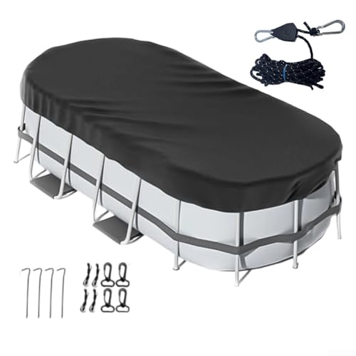 Ovale Poolabdeckung für oberirdische Pools mit wetterbeständigem Stoff und schneller Anziehung für verbesserten Schutz (305 x 488 cm) von Springwillfly
