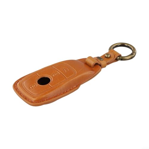 Passgenaue Schlüsselhülle aus Rindsleder für Mercedes C-Klasse und E-Klasse Elegantes Design mit 3-Tasten-Zugang (Braun) von Springwillfly