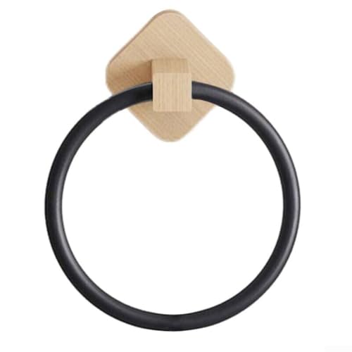Platzsparender Handtuchhalter für die Wand, stilvolles Holz- und Aluminium-Design für den Heimgebrauch (Buche-Schwarz) von Springwillfly