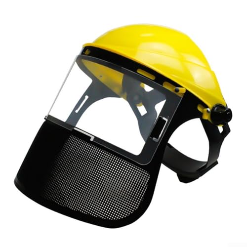 Rasentrimmer-Helm für den sicheren Einsatz von Kettensägen und Heckenscheren (gelbe Netzabdeckung) von Springwillfly
