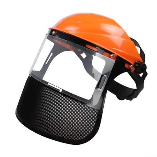 Rasentrimmer-Helm für den sicheren Einsatz von Kettensägen und Heckenscheren (orangefarbene Netzabdeckung) von Springwillfly